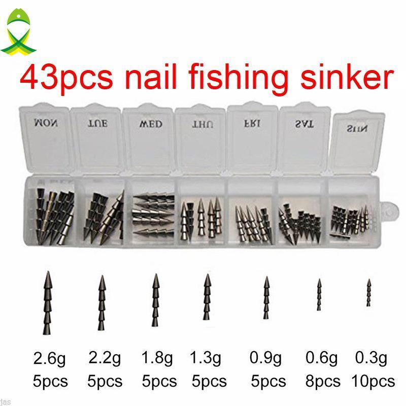 Jsm 43Pcs 100% Tungsten Nail Pagoda Fishing Sinker Small Thin Worm Weights-Tungsten Weights-Bargain Bait Box-Bargain Bait Box