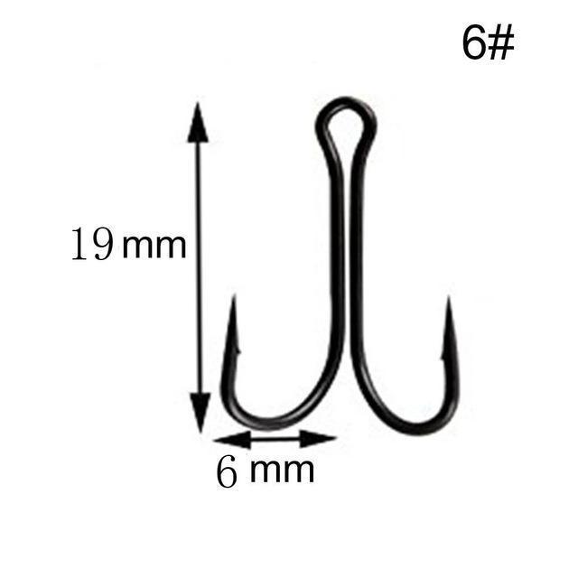 Jsm 50Pcs/Lot Dual High Carbon Steel Black Fishing Hooks Double Anchor Hook-Specialty Hooks-Bargain Bait Box-6-Bargain Bait Box