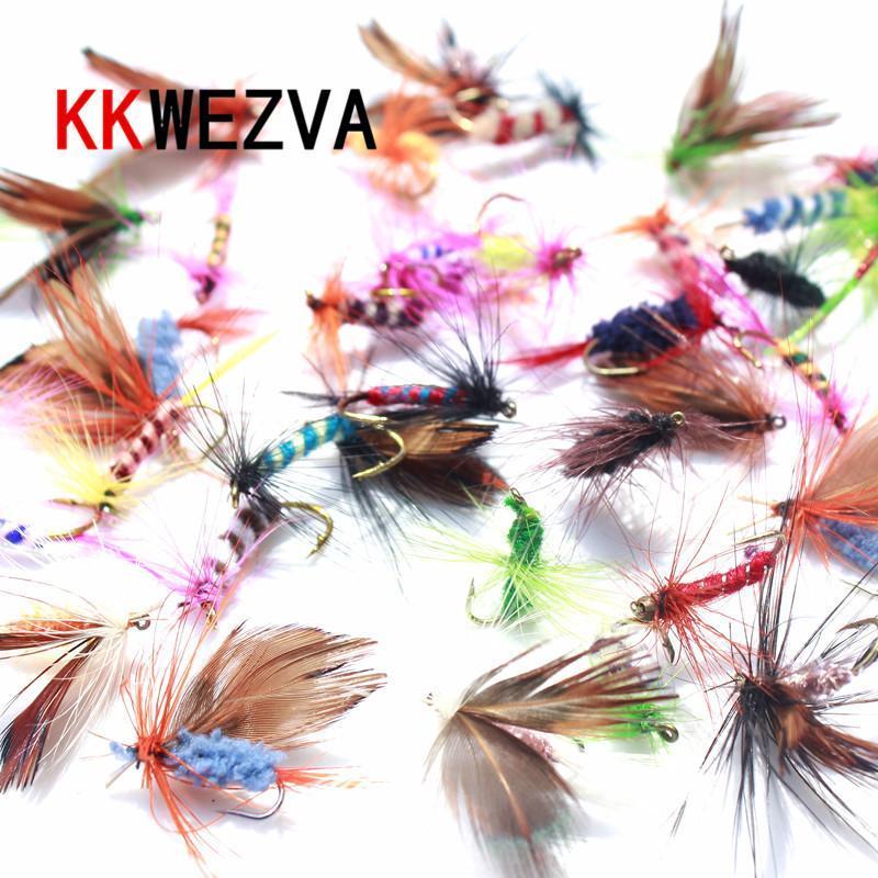 Kkwezva 60Pcs Lures Fly Fishing Hooks Butterfly Insects Style Salmon Flies Trout-Flies-Bargain Bait Box-Bargain Bait Box