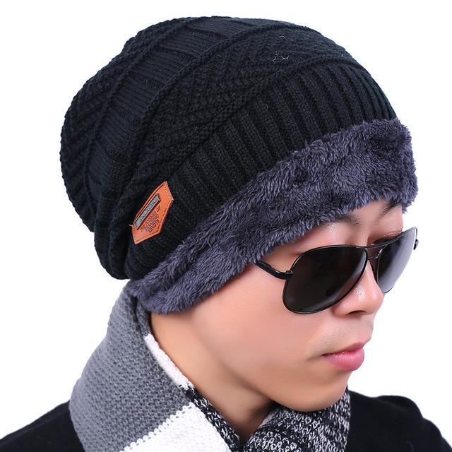 Knitted Hat Scarf Beanies Knit Men'S Hats Caps Skullies Bonnet For Men Women-Beanies-Bargain Bait Box-Black-Bargain Bait Box