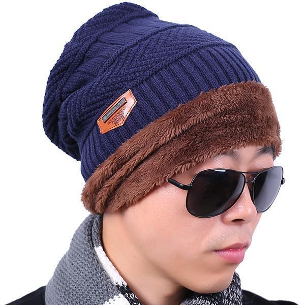 Knitted Hat Scarf Beanies Knit Men&#39;S Hats Caps Skullies Bonnet For Men Women-Beanies-Bargain Bait Box-Navy-Bargain Bait Box