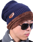 Knitted Hat Scarf Beanies Knit Men'S Hats Caps Skullies Bonnet For Men Women-Beanies-Bargain Bait Box-Navy-Bargain Bait Box