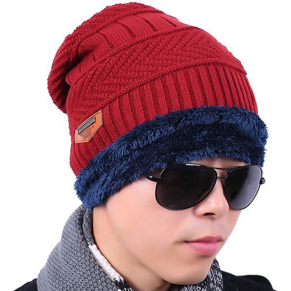 Knitted Hat Scarf Beanies Knit Men&#39;S Hats Caps Skullies Bonnet For Men Women-Beanies-Bargain Bait Box-Red-Bargain Bait Box