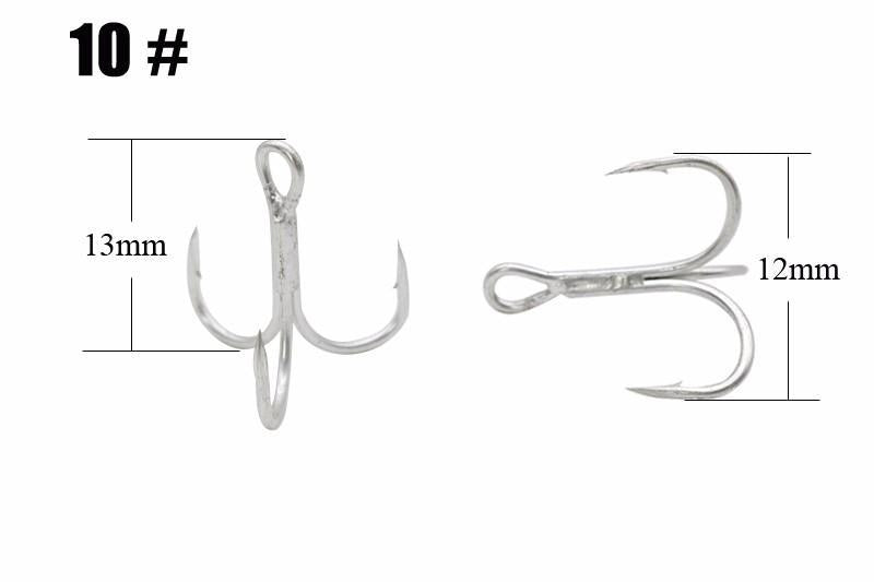 Lushazer 8Pcs/Lot Fishing Hook Configuration St41 Blood Trough Treble Hooks 1-Treble Hooks-Bargain Bait Box-No feather-10-Bargain Bait Box