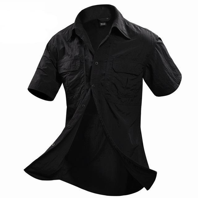 Mege , Men Short Sleeve Shirts, Breathable Quick Dry Camisa Masculina Hunting-Shirts-Bargain Bait Box-BLACK-M-Bargain Bait Box