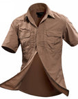 Mege , Men Short Sleeve Shirts, Breathable Quick Dry Camisa Masculina Hunting-Shirts-Bargain Bait Box-BROWN-M-Bargain Bait Box