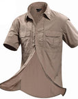 Mege , Men Short Sleeve Shirts, Breathable Quick Dry Camisa Masculina Hunting-Shirts-Bargain Bait Box-KHAKI-M-Bargain Bait Box