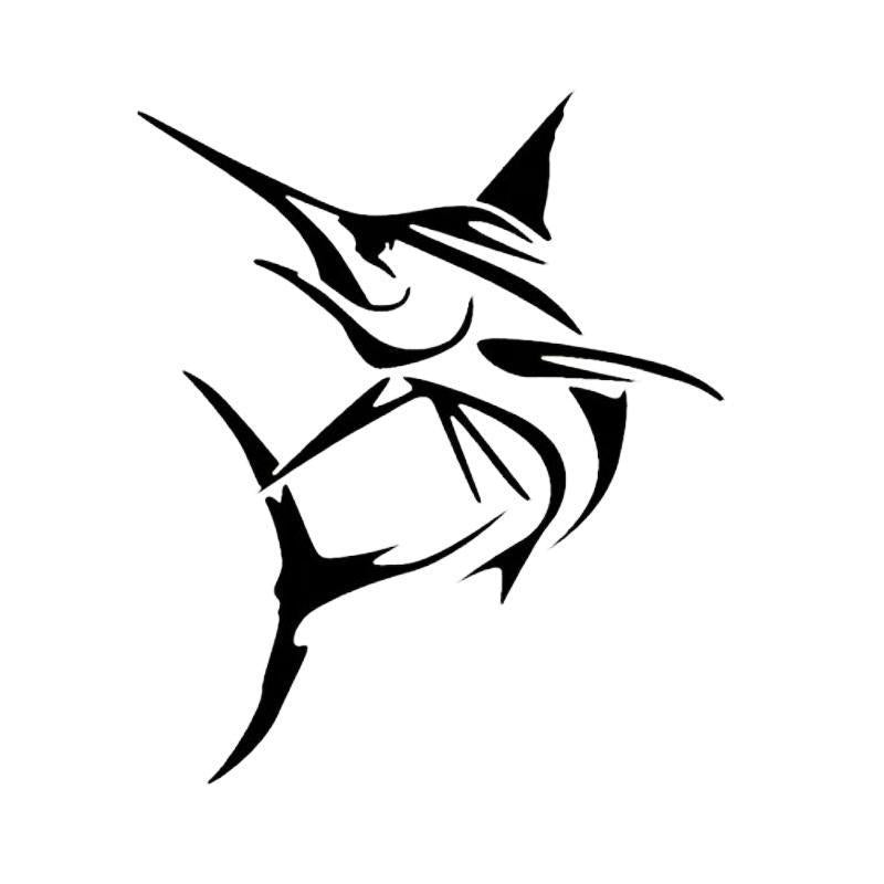 Meini Car Sticker 12Cm*10Cm Marlin Fish Large Swordfish Boat Fishing Graphic-Fishing Decals-Bargain Bait Box-Black-Bargain Bait Box