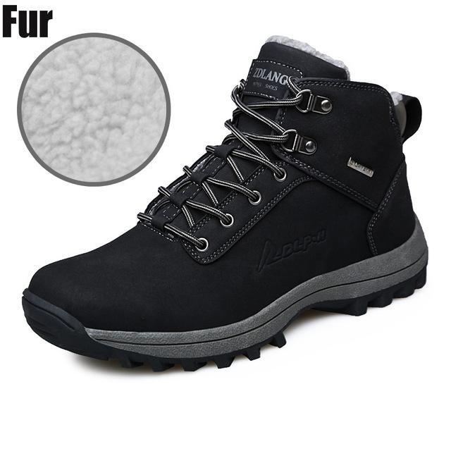 Men Hiking Shoes Boots Fur Inside Warm Snow Boots Ankle Sport Climbing Boots-Boots-Bargain Bait Box-Black-6.5-Bargain Bait Box
