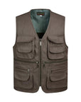 Men Multi-Pocket Classic Waist Male Sleeveless Unloading Solid Work Vest-Vests-Bargain Bait Box-Brown-XL-Bargain Bait Box