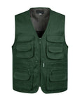Men Multi-Pocket Classic Waist Male Sleeveless Unloading Solid Work Vest-Vests-Bargain Bait Box-Green-XL-Bargain Bait Box