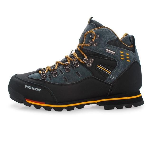 Men Waterproof Hiking Boots High Top Camping Mountain Climbing Shoes Outdoor-AIRAVATA YXY-Shoes Store-Black Yellow-7-Bargain Bait Box
