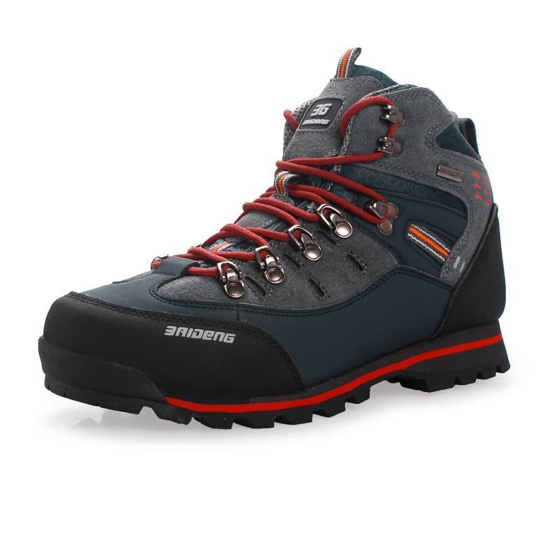 Men Waterproof Hiking Boots High Top Camping Mountain Climbing Shoes Outdoor-AIRAVATA YXY-Shoes Store-Grey Blue-7-Bargain Bait Box