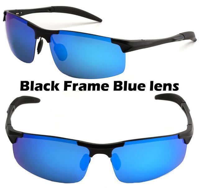 Men&#39;S Aluminum-Magnesium Car Drivers Night Vision Goggles Anti-Glare Polarizer-Polarized Sunglasses-Bargain Bait Box-Black Blue-Bargain Bait Box