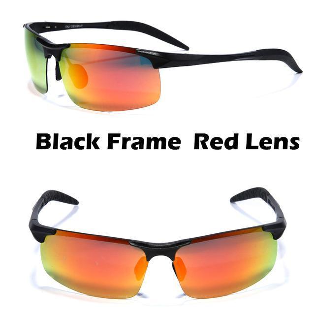 Men'S Aluminum-Magnesium Car Drivers Night Vision Goggles Anti-Glare Polarizer-Polarized Sunglasses-Bargain Bait Box-Black Red-Bargain Bait Box