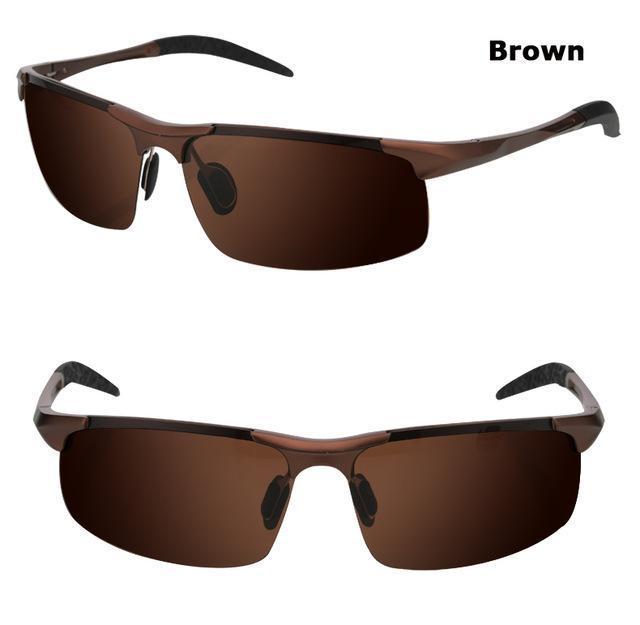 Men&#39;S Aluminum-Magnesium Car Drivers Night Vision Goggles Anti-Glare Polarizer-Polarized Sunglasses-Bargain Bait Box-Brown-Bargain Bait Box