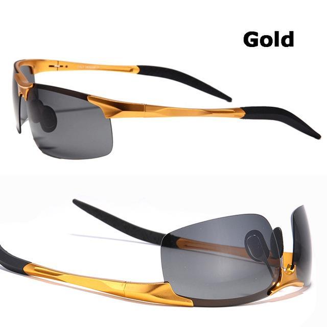 Men&#39;S Aluminum-Magnesium Car Drivers Night Vision Goggles Anti-Glare Polarizer-Polarized Sunglasses-Bargain Bait Box-Gold-Bargain Bait Box