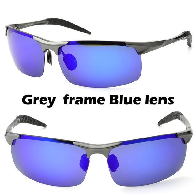 Men&#39;S Aluminum-Magnesium Car Drivers Night Vision Goggles Anti-Glare Polarizer-Polarized Sunglasses-Bargain Bait Box-Grey Blue-Bargain Bait Box