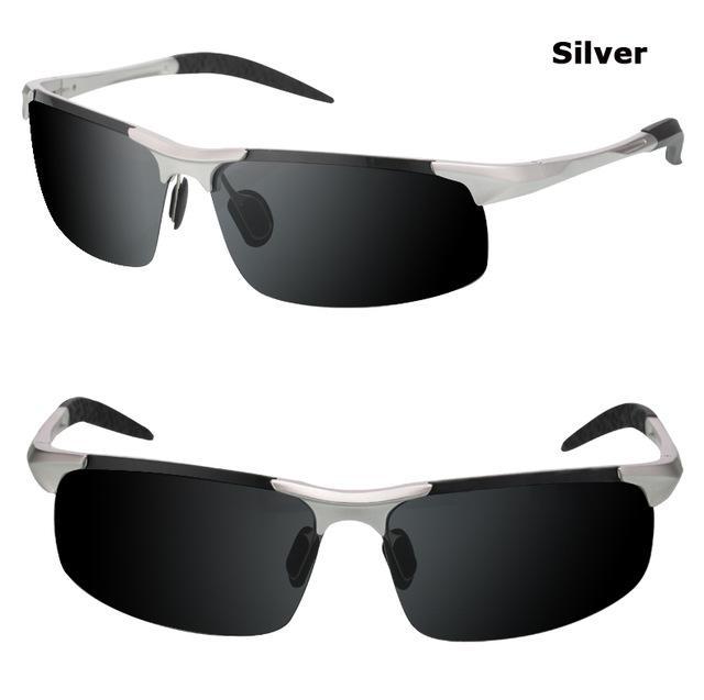 Men&#39;S Aluminum-Magnesium Car Drivers Night Vision Goggles Anti-Glare Polarizer-Polarized Sunglasses-Bargain Bait Box-Silver-Bargain Bait Box