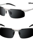 Men'S Aluminum-Magnesium Car Drivers Night Vision Goggles Anti-Glare Polarizer-Polarized Sunglasses-Bargain Bait Box-Silver-Bargain Bait Box