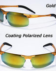 Men'S Aluminum-Magnesium Car Drivers Night Vision Goggles Anti-Glare Polarizer-Polarized Sunglasses-Bargain Bait Box-gold coating-Bargain Bait Box
