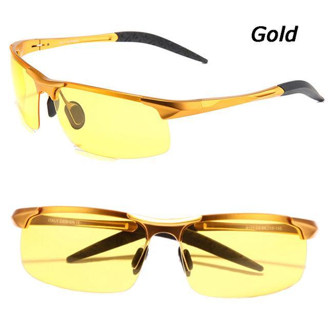 Men&#39;S Aluminum-Magnesium Car Drivers Night Vision Goggles Anti-Glare Polarizer-Polarized Sunglasses-Bargain Bait Box-gold yellow-Bargain Bait Box