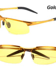 Men'S Aluminum-Magnesium Car Drivers Night Vision Goggles Anti-Glare Polarizer-Polarized Sunglasses-Bargain Bait Box-gold yellow-Bargain Bait Box