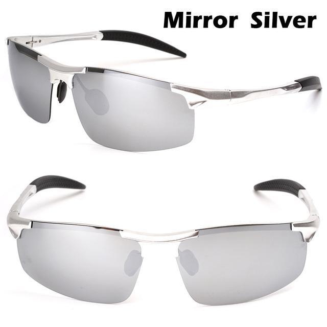 Men&#39;S Aluminum-Magnesium Car Drivers Night Vision Goggles Anti-Glare Polarizer-Polarized Sunglasses-Bargain Bait Box-mirror silver-Bargain Bait Box