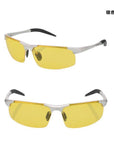 Men'S Aluminum-Magnesium Car Drivers Night Vision Goggles Anti-Glare Polarizer-Polarized Sunglasses-Bargain Bait Box-silver yellow-Bargain Bait Box