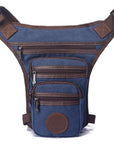 Men'S Canvas Drop Leg Bag Messenger Shoulder Belt Hip Bum Fanny Waist Pack For-Bags-Bargain Bait Box-Blue-Bargain Bait Box