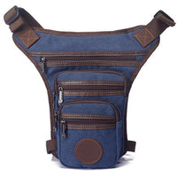 Men'S Canvas Drop Leg Bag Messenger Shoulder Belt Hip Bum Fanny Waist Pack For-Bags-Bargain Bait Box-Blue-Bargain Bait Box