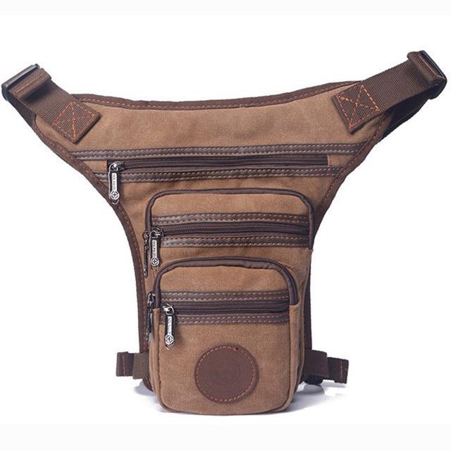 Men&#39;S Canvas Drop Leg Bag Messenger Shoulder Belt Hip Bum Fanny Waist Pack For-Bags-Bargain Bait Box-Khaki-Bargain Bait Box