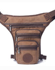 Men'S Canvas Drop Leg Bag Messenger Shoulder Belt Hip Bum Fanny Waist Pack For-Bags-Bargain Bait Box-Khaki-Bargain Bait Box