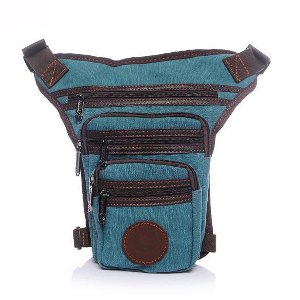 Men&#39;S Canvas Drop Leg Bag Messenger Shoulder Belt Hip Bum Fanny Waist Pack For-Bags-Bargain Bait Box-Light Blue-Bargain Bait Box
