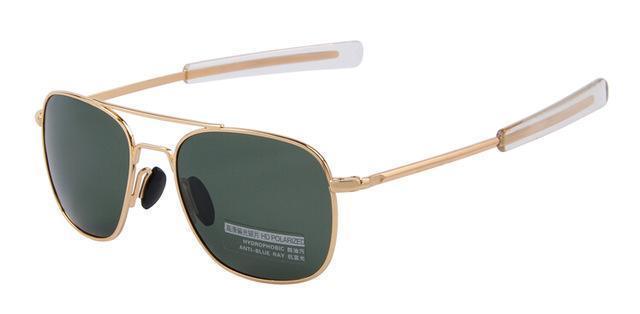 Military Sunglasses Glass Lense Alloy Frame Polarized-Polarized Sunglasses-EYECRAFTERS STARMOON Store-C04GoldGreen-Bargain Bait Box