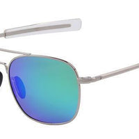 Military Sunglasses Glass Lense Alloy Frame Polarized-Polarized Sunglasses-EYECRAFTERS STARMOON Store-C05SilverGreen-Bargain Bait Box