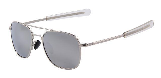 Military Sunglasses Glass Lense Alloy Frame Polarized-Polarized Sunglasses-EYECRAFTERS STARMOON Store-C07SilverSilver-Bargain Bait Box