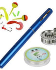 Mini Pocket Ice Reel And Rod Combos Set Aluminum Alloy Pen Fishing Pole-Ice Fishing Rod & Reel Combos-Bargain Bait Box-blue-Bargain Bait Box