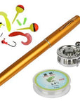 Mini Pocket Ice Reel And Rod Combos Set Aluminum Alloy Pen Fishing Pole-Ice Fishing Rod & Reel Combos-Bargain Bait Box-golden-Bargain Bait Box