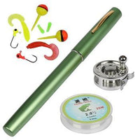 Mini Pocket Ice Reel And Rod Combos Set Aluminum Alloy Pen Fishing Pole-Ice Fishing Rod & Reel Combos-Bargain Bait Box-green-Bargain Bait Box