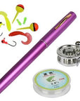 Mini Pocket Ice Reel And Rod Combos Set Aluminum Alloy Pen Fishing Pole-Ice Fishing Rod & Reel Combos-Bargain Bait Box-purple-Bargain Bait Box