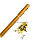 Mini Telescopic Portable Pocket Fish Pen Aluminum Alloy Fishing Rod Pole + Reel-Portable Fishing-Bargain Bait Box-Yellow-Bargain Bait Box