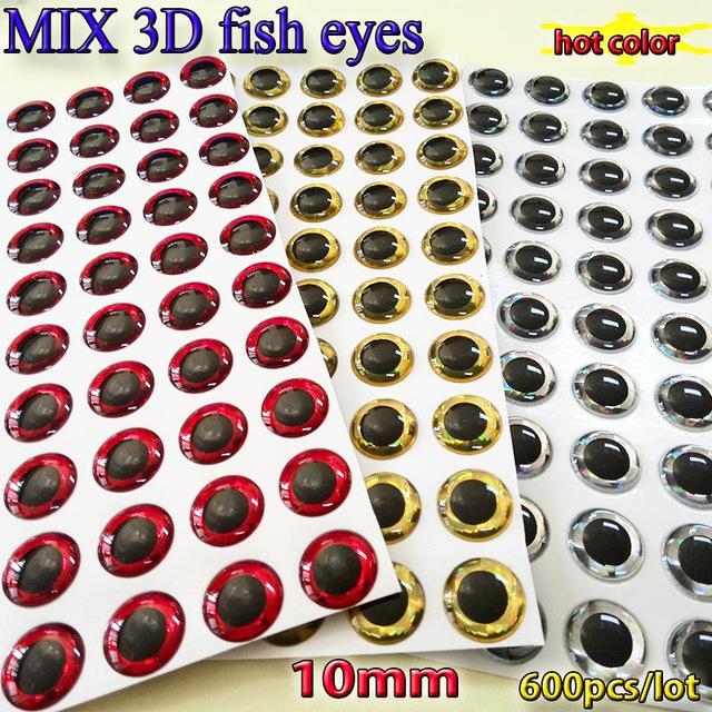 Mix Three Color Fishing 3D Lure Eyes Choose Your Size Quatity:600Pcs/Lot-Fish Eyes-Bargain Bait Box-10mm MIX 600pcs-Bargain Bait Box