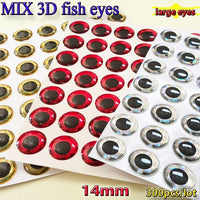 Mix Three Color Fishing 3D Lure Eyes Choose Your Size Quatity:600Pcs/Lot-Fish Eyes-Bargain Bait Box-14mm MIX 300pcs-Bargain Bait Box