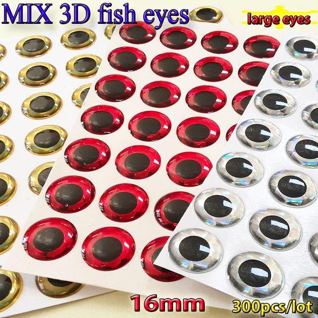 Mix Three Color Fishing 3D Lure Eyes Choose Your Size Quatity:600Pcs/Lot-Fish Eyes-Bargain Bait Box-16mm MIX 300pcs-Bargain Bait Box