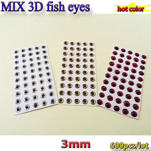Mix Three Color Fishing 3D Lure Eyes Choose Your Size Quatity:600Pcs/Lot-Fish Eyes-Bargain Bait Box-3mm MIX 600pcs-Bargain Bait Box