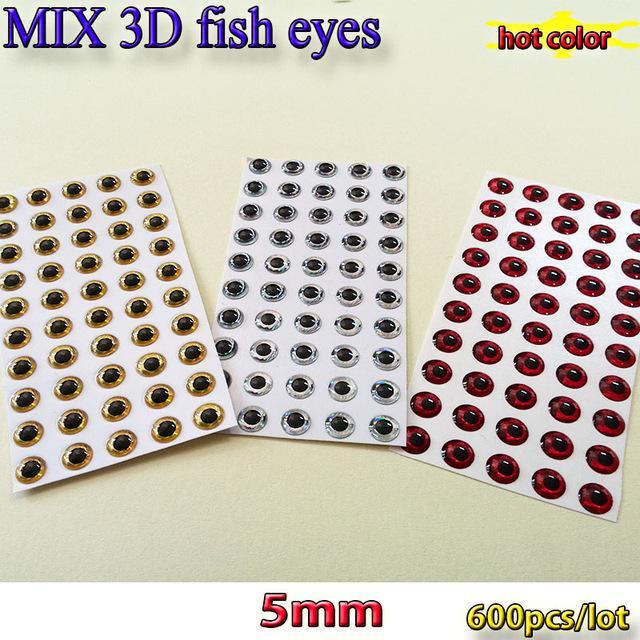 Mix Three Color Fishing 3D Lure Eyes Choose Your Size Quatity:600Pcs/Lot-Fish Eyes-Bargain Bait Box-5mm MIX 600pcs-Bargain Bait Box