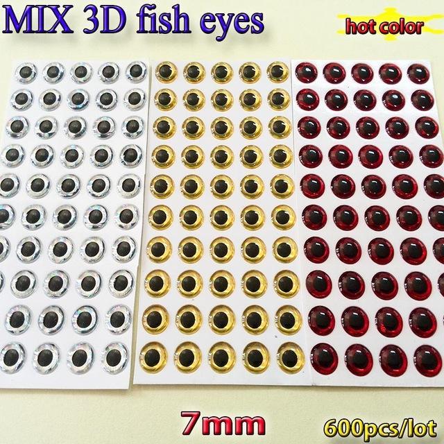 Mix Three Color Fishing 3D Lure Eyes Choose Your Size Quatity:600Pcs/Lot-Fish Eyes-Bargain Bait Box-7mm MIX 600pcs-Bargain Bait Box