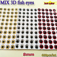 Mix Three Color Fishing 3D Lure Eyes Choose Your Size Quatity:600Pcs/Lot-Fish Eyes-Bargain Bait Box-8mm MIX 600pcs-Bargain Bait Box
