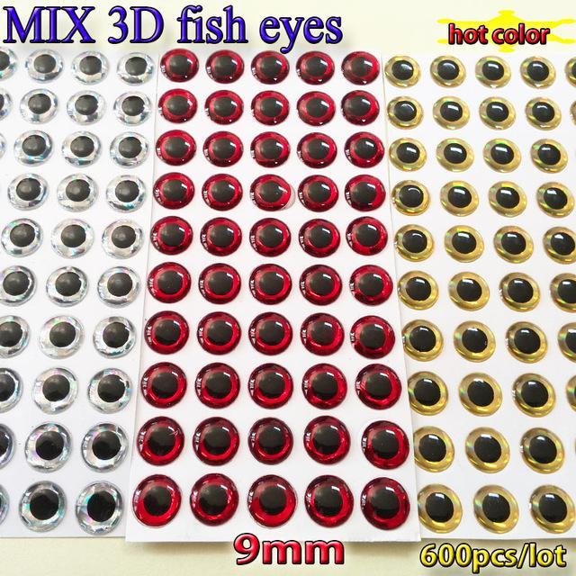 Mix Three Color Fishing 3D Lure Eyes Choose Your Size Quatity:600Pcs/Lot-Fish Eyes-Bargain Bait Box-9mm MIX 600pcs-Bargain Bait Box